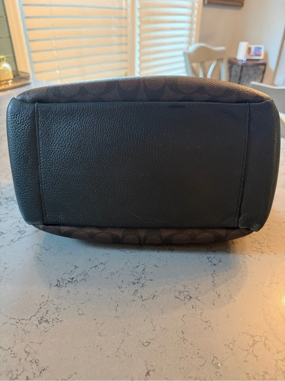 Coach Pennie Shoulder Bag Signature Canvas Brown Black Leather C1523